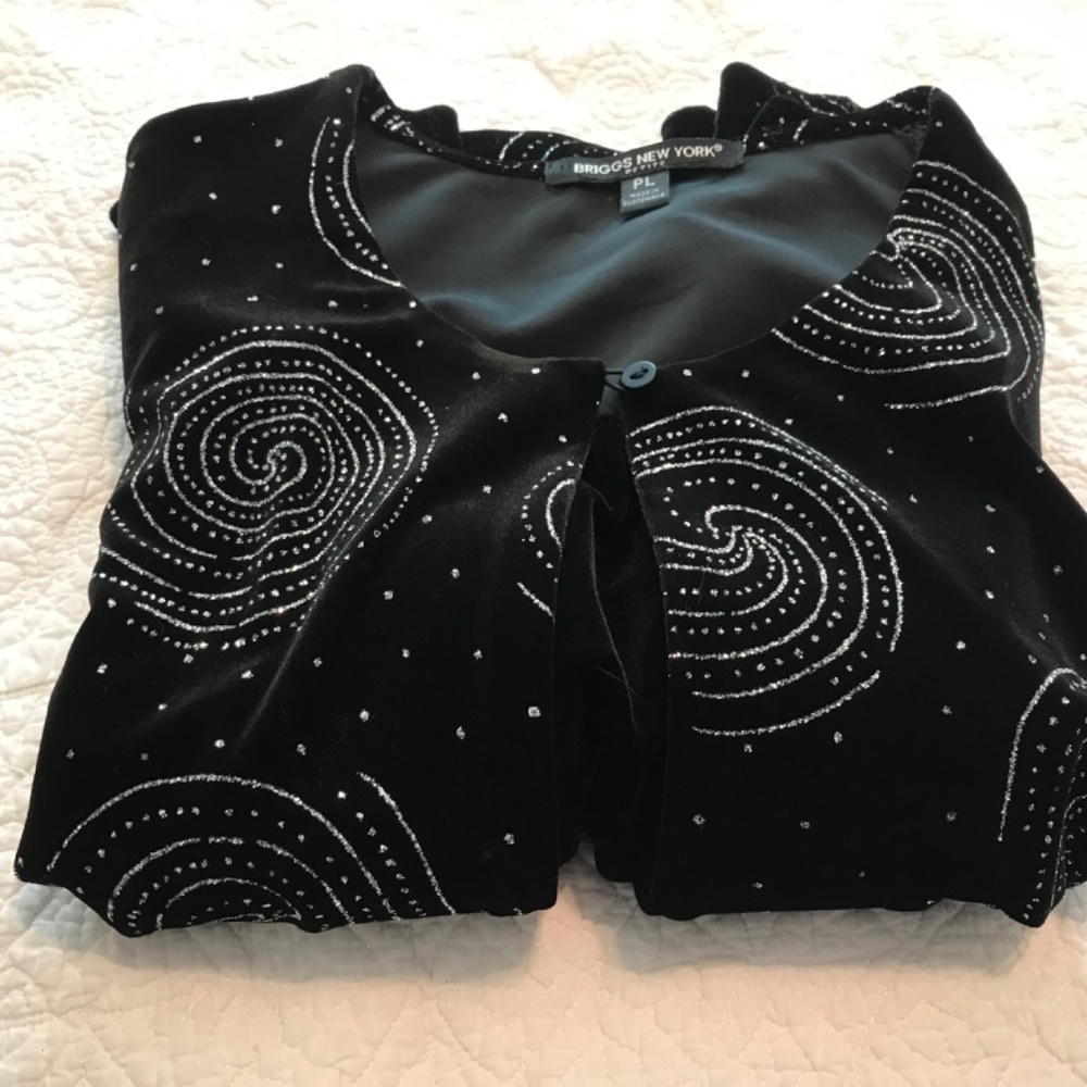 Dressy Briggs NY black velour faux 2-piece with glittery silver swirls (PL) - Picture 16 of 16